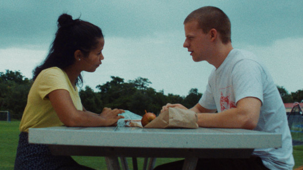 Taylor Russell (left) and Lucas Hedges in Waves.