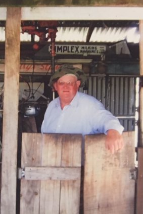 Michael Coffey's father, Lionel, on the dairy farm.