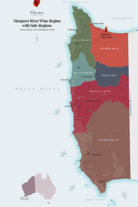 How the sub-regions of Margaret River could be split.  