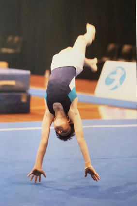 A young Ramm performing a floor routine. 