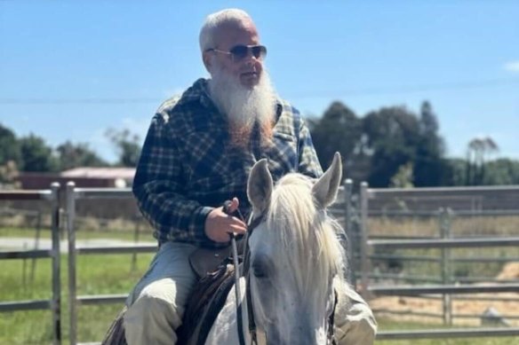 Convicted terror cell leader Abdul Nacer Benbrika riding a horse following his release from detention in December 2023. 