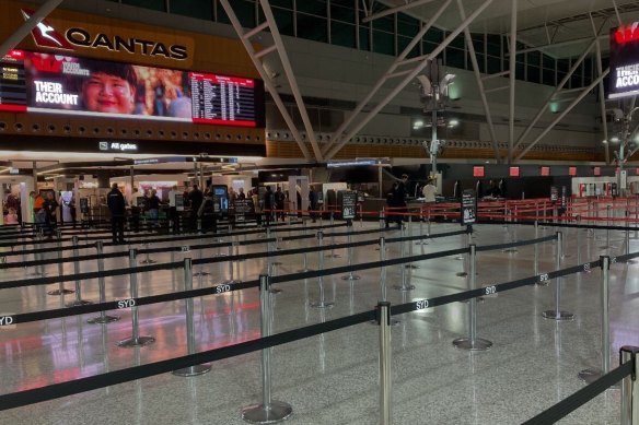 Qantas terminal in Sydney about 6pm on Friday.