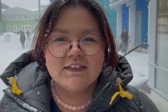 Grocery store worker Aviaq Fontain Markussen, 18, in Nuuk.