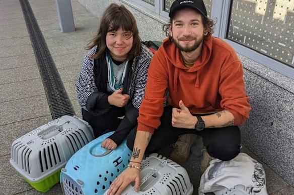Julianna pictured with friend Jeremy Pryslak in Rzeszów in 2022. 