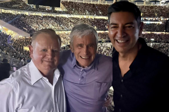 Property developer Nigel Satterley, Seven West Media boss Kerry Stokes and Liberal aspirant Basil Zempilas.
