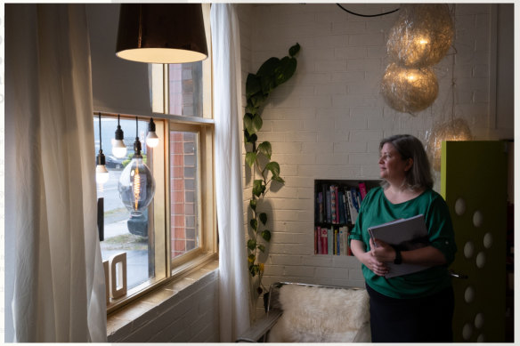 Locke in her factory – she is one of the many creatives reviving the once-gritty Moorabbin manufacturing hub south-east of Melbourne’s CBD.