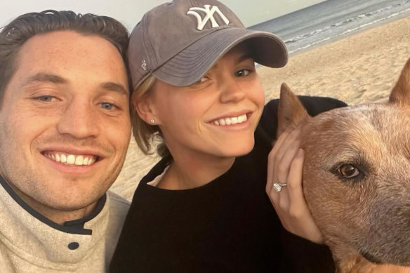 Cameron Murray, fiancee Miranda and Harley.