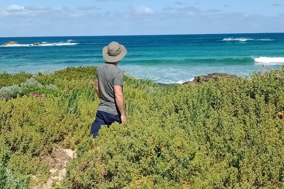 The beach is secluded with nary a soul in sight. 