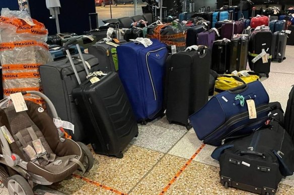 Uncollected luggage from disruptions at Sydney Airport earlier this week.