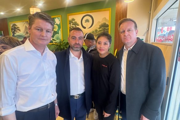 Premier Ben Carroll and Police Minister Paul Edbrooke met with traders in Sunshine on Thursday.