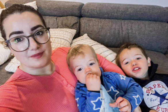 Perth mother of two Aisling O’Leary with her boys, aged two and four.