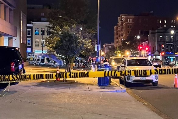 The cordoned off area after the 15-year-old was shot in Washington, DC.