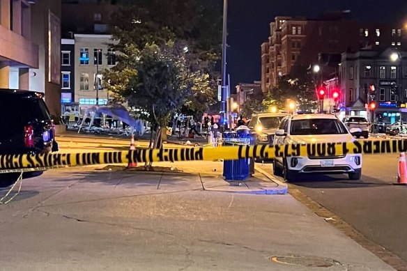 The cordoned off area after the 15-year-old was shot dead in Washington DC.