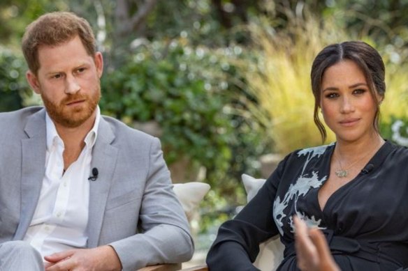 The Duke and Duchess of Sussex talk to Oprah Winfrey.