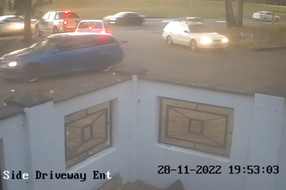 CCTV footage of the blue car at Greenfield Tavern in November last year.