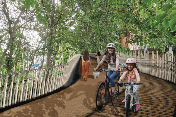 An artist’s impression of the Paddington Greenway pedestrian and cycling path.
