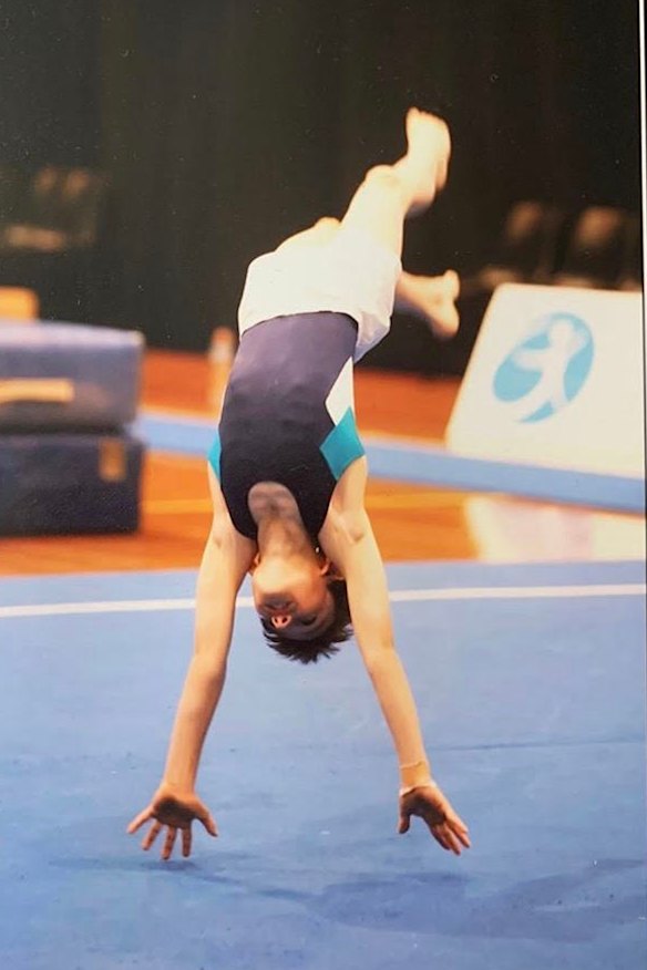 A young Ramm performing a floor routine. 