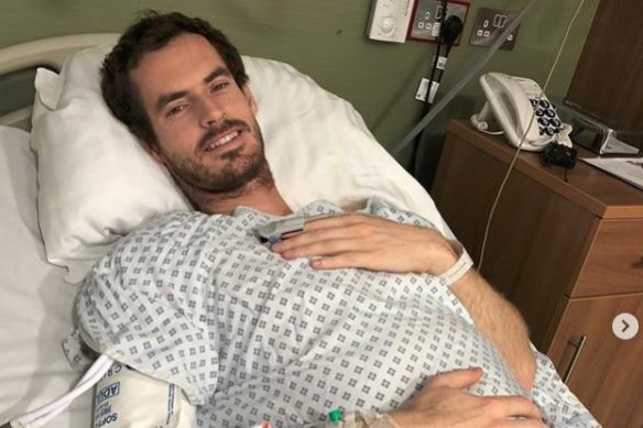 Andy Murray after his hip surgery in January.