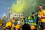 Socceroos fans at the front of Dublin Calling.