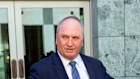 Barnaby Joyce MP speaks to the media after announcing his resignation from the National Party 