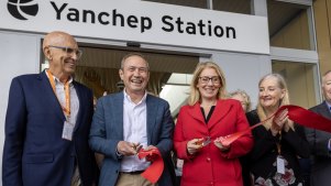 (From left) John Quigley, Roger Cook, Rita Saffioti and Tracey Roberts open the Yanchep extension on Sunday.
