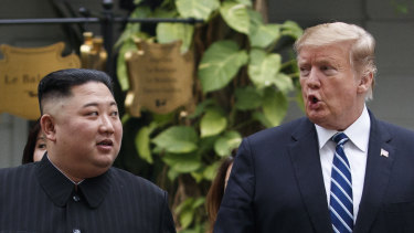 North Korean leader Kim Jong-un and US President Donald Trump, in happier times. 