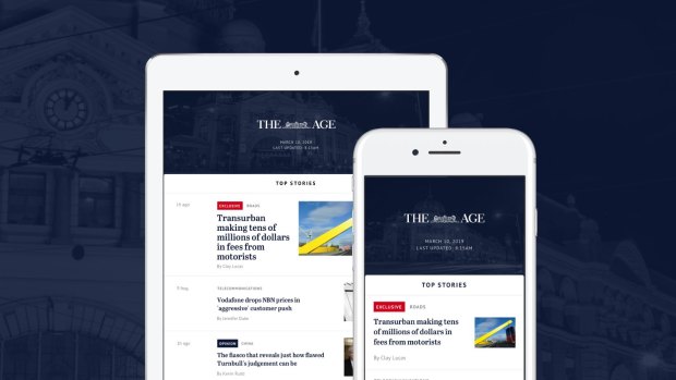 The Age app allows you to customise your news.