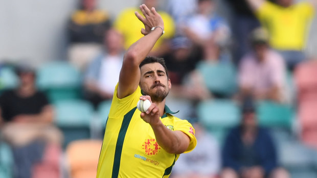Back to the nets: Mitch Starc.