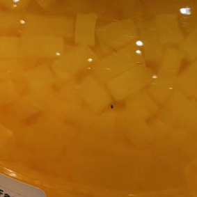 An insect found in mango jelly after a change in the supplier.