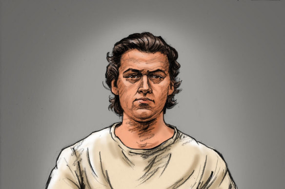 A court sketch of Patrick Stephenson at Ballarat Magistrates Court on Thursday.
