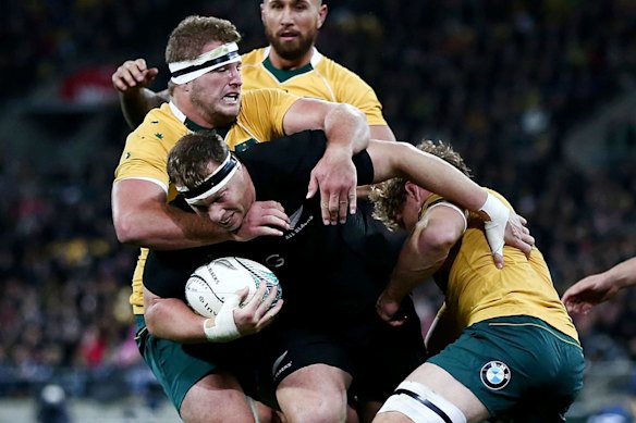 James Slipper tackles Wyatt Crockett in a 2016 Test match.