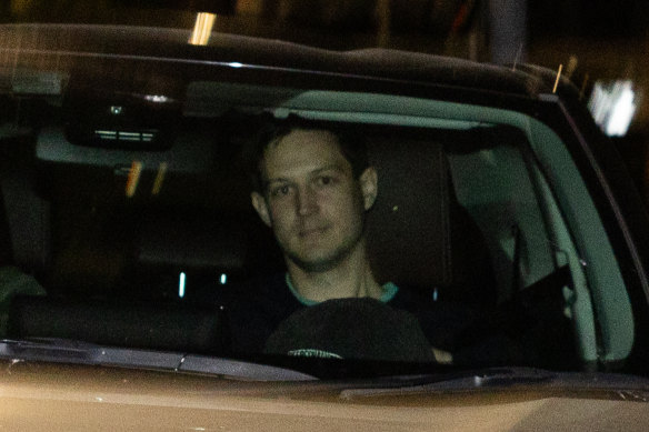 Former Liberal MP Rory Amon outside Dee Why Police Station on Sunday night.