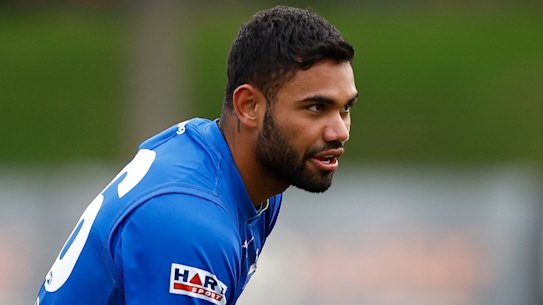Former North Melbourne midfielder Tarryn Thomas at a training session at Arden Street last year.