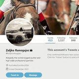 Zeljko's Twitter page featuring his million-dollar Lamborghini.