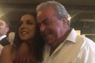 Christine Abboud with her father, Sarkis Abboud, who died on the way to hospital after being stabbed in Brunswick last week. 