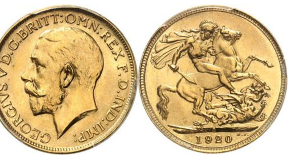 A 1920 George V Sovereign minted in Sydney that sold at a Monaco online auction on Saturday.