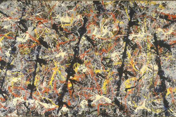 Detail from Jackson Pollock's Blue Poles.
