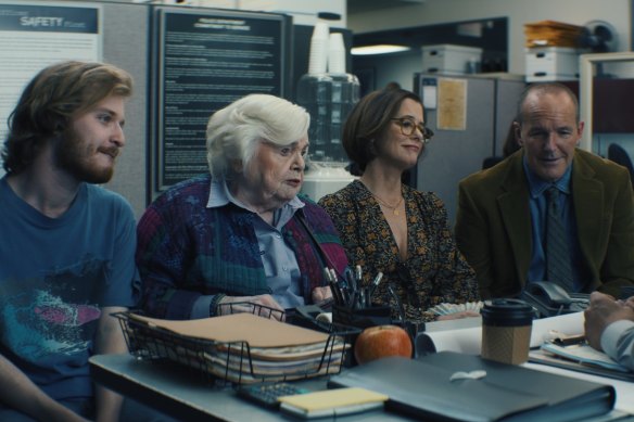 Fred Hechinger, June Squibb, Parker Posey and Clark Gregg in Thelma.