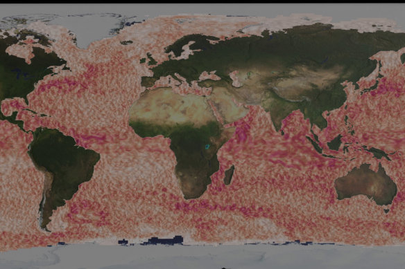 While the atmosphere may have in the order of 10 cyclones spinning at one time, the ocean can have thousands of smaller eddies.