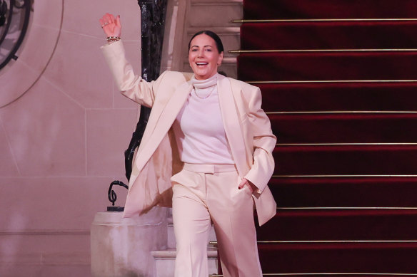 Nicky Zimmermann taking a bow at Paris Fashion Week in March.