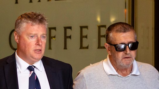 Ex CFMEU NSW boss Darren Greenfield (right) at the Downing Centre in Sydney this morning.