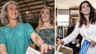 Nicolette Boele (left) and Gisele Kapterian (right) casting their votes in the federal seat of Bradfield last month.