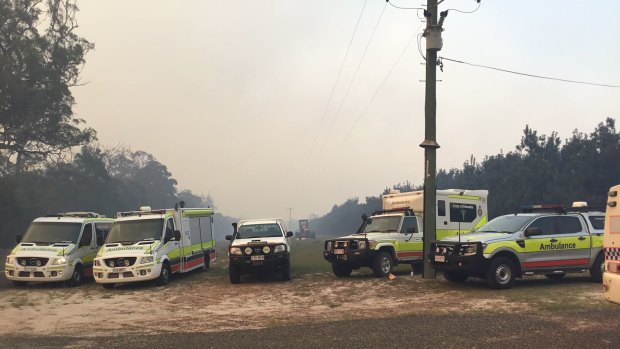 Emergency services respond to a fire in the Queensland community of Deepwater.