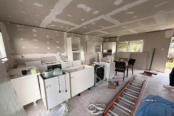 The house at 22 Ashvale Street, Kingston, was marketed as a half-finished three-bedroom opportunity with all the kitchen materials included and ready for installation.