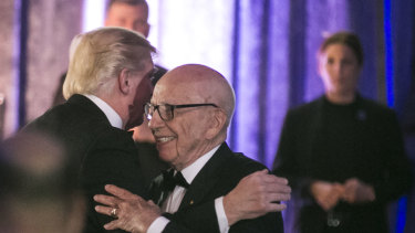 Presidents come and go. Rupert Murdoch remains. President Donald Trump and Murdoch at a dinner in New York City in 2017.