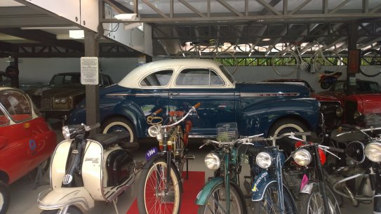The vintage transport museum at the Memorial Necropole Ecumenica in Santos, Brazil.