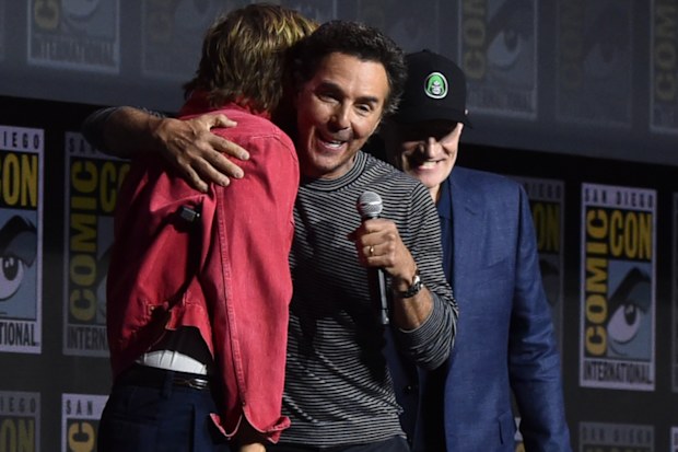 Ryan Gosling, from left, Shawn Levy, and Kevin Feige attend a panel for Marvel Studios during Comic-Con International on Saturday, July 25, 2026, in San Diego. 