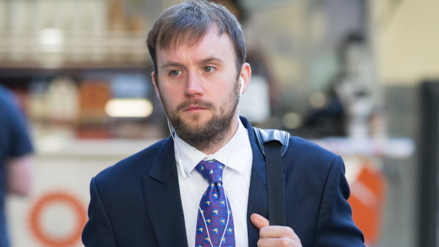 Andrew Nolch enters the County Court in Melbourne on Friday.