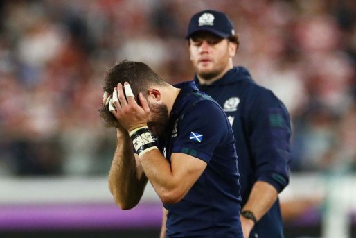 Devastation for Tommy Seymour after Scotland's shock loss to Japan.