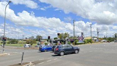 The intersection of the Bruce Highway and Monkland Street in Gympie where Tylor Bell was fatally stabbed.